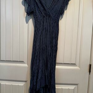 Chic denim Striped High Low Dress